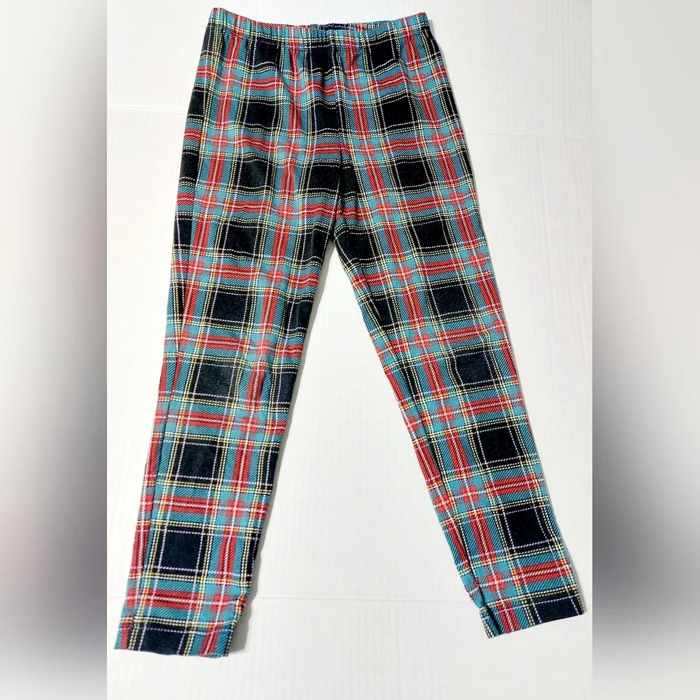 Wonder‎ Nation Girls Plaid Legging Set Ice Skate Top Red Holiday Outfit Size 7
